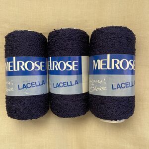 3 Melrose Designers Choice Lacella Yarn Rayon Navy Blue 300 Yards Vintage